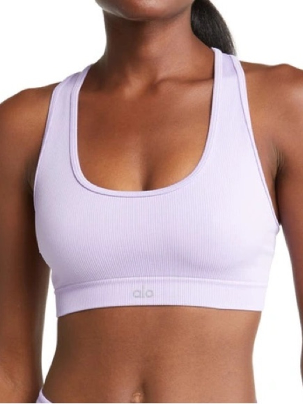 ALO Yoga Seamless Ribbed Bra in Violet Skies